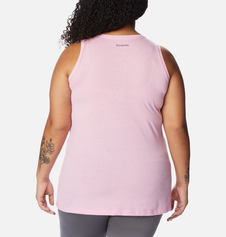 Women's Bluff Mesa Tank – Plus Size, Color: Wild Rose Hthr, Blooming Lines Graphic, image 2