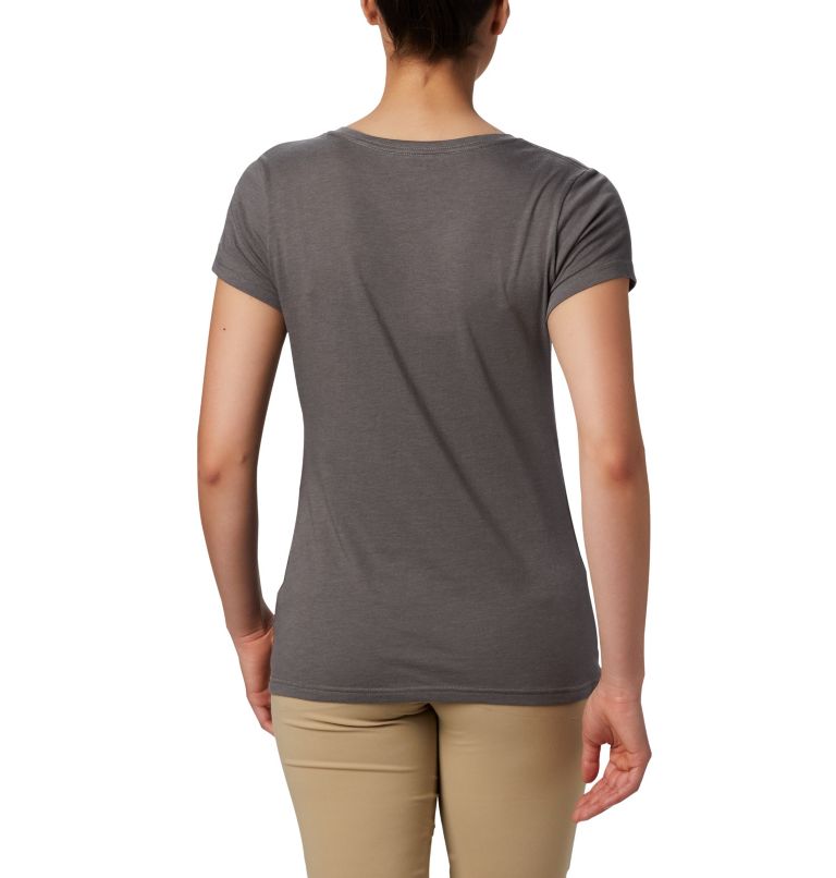 Women's Hidden Lake Crew Tee, Color: Charcoal Heather, Be Free, image 2
