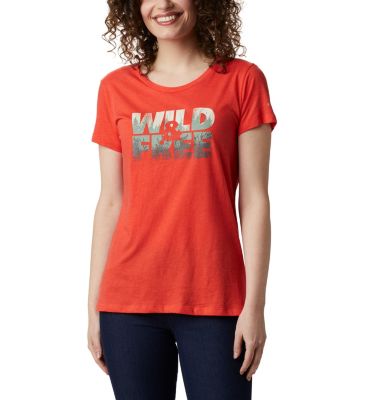 Women's Hidden Lake&trade; Crew T-Shirt Hidden Lake&trade; Crew Tee | 847 | L, Bright Poppy Heather, Be Free, front