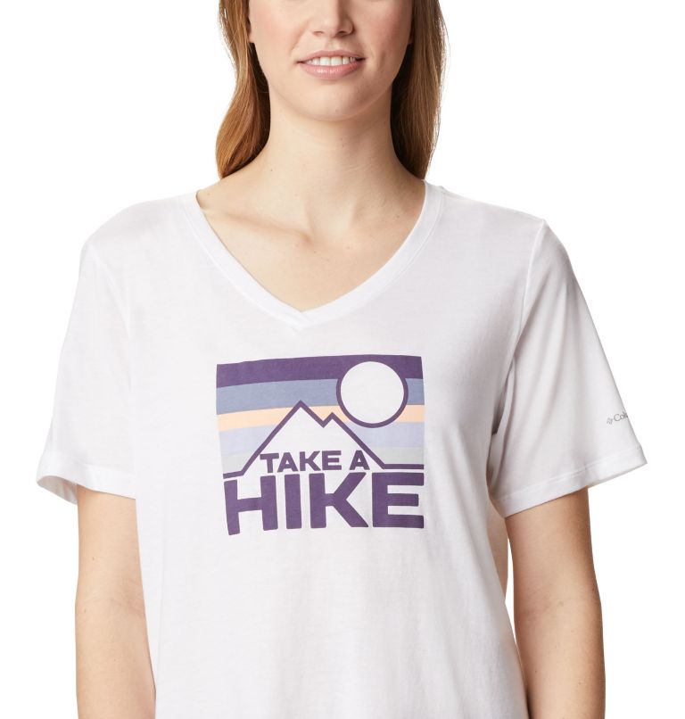 Camiseta de corte holgado Mount Rose para mujer, Color: White Heather, Linear Hike, image 4