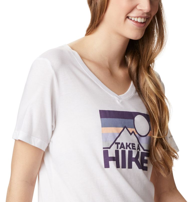 Camiseta de corte holgado Mount Rose para mujer, Color: White Heather, Linear Hike, image 5