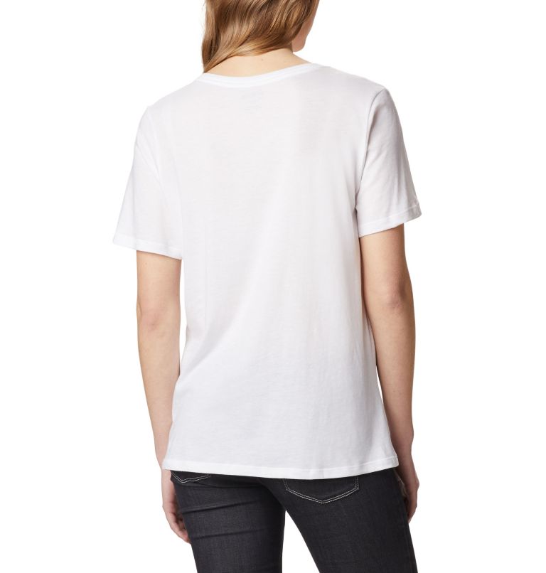Camiseta de corte holgado Mount Rose para mujer, Color: White Heather, Linear Hike, image 2