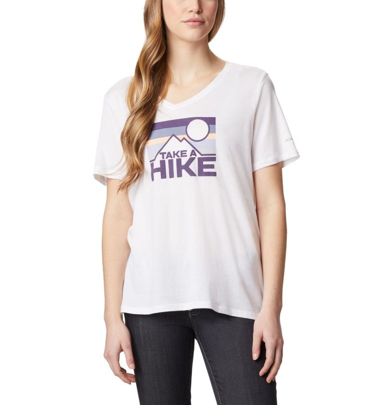 Camiseta de corte holgado Mount Rose para mujer, Color: White Heather, Linear Hike, image 1