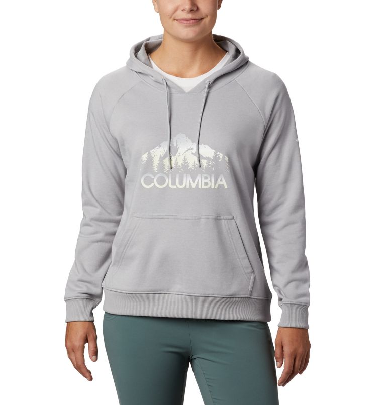 Chandail à capuchon en tissu éponge à logo Columbia Logo pour femme, Color: Columbia Grey Heather, image 1