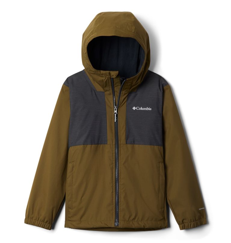 Boys' Rainy Trails Fleece Lined Jacket, Color: New Olive, Black, image 1