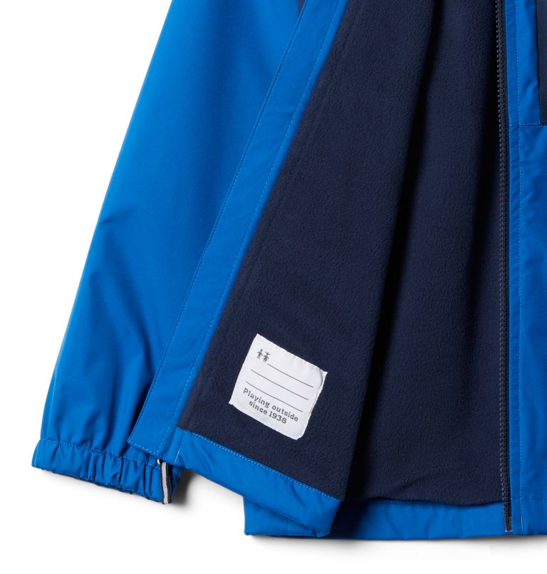 Thumbnail: Boys' Rainy Trails Fleece Lined Jacket, Color: Bright Indigo, Coll Navy Slub, image 3