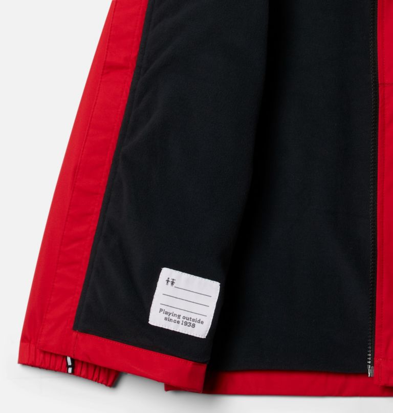 Boys' Rainy Trails Fleece Lined Jacket, Color: Mountain Red, Black Slub, image 3
