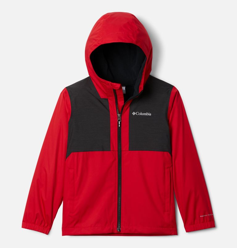 Thumbnail: Boys' Rainy Trails Fleece Lined Jacket, Color: Mountain Red, Black Slub, image 1