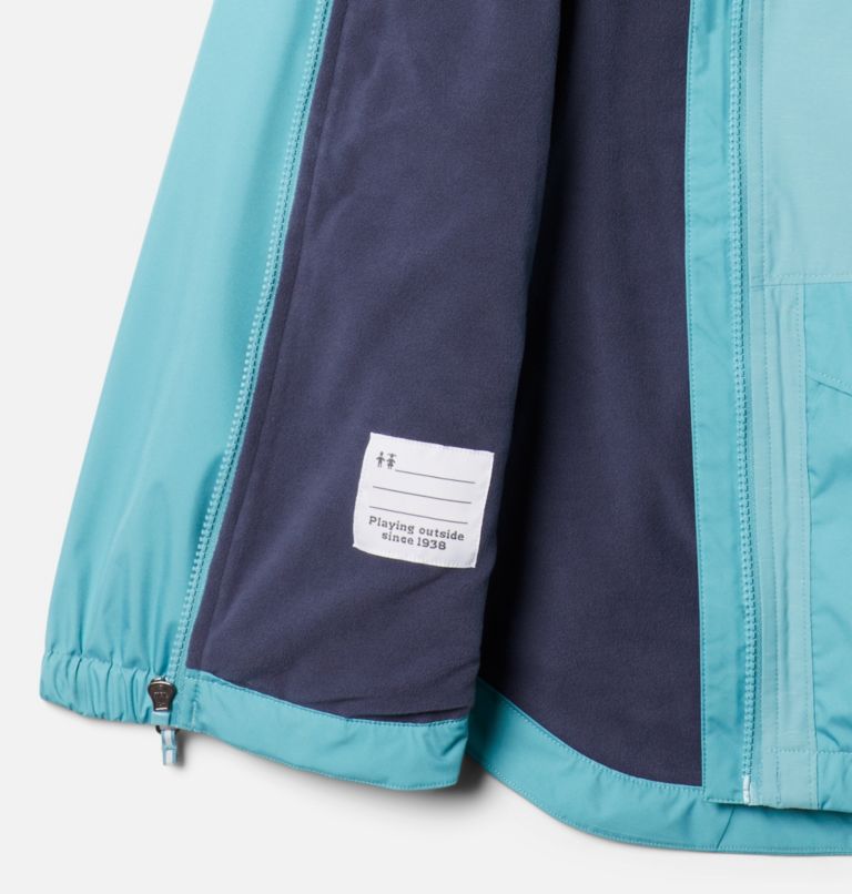 Girls' Rainy Trails Fleece Lined Jacket, Color: Sea Wave, Sea Wave Slub