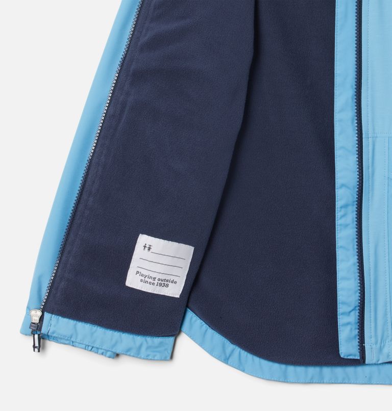 Girls' Rainy Trails Fleece Lined Jacket, Color: Vista Blue, Vista Blue Slub, image 3
