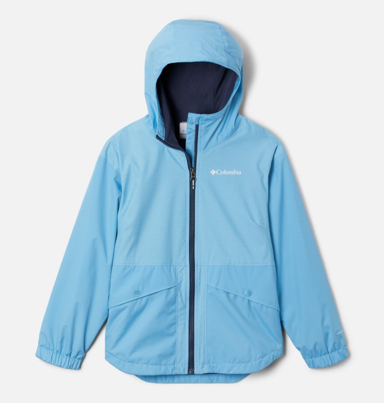 Girls' Rainy Trails Fleece Lined Jacket, Color: Vista Blue, Vista Blue Slub, image 1