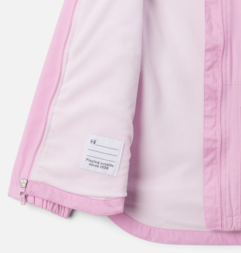 Girls' Rainy Trails Waterproof Hiking Jacket, Color: Cosmos, Pink Dawn, image 3