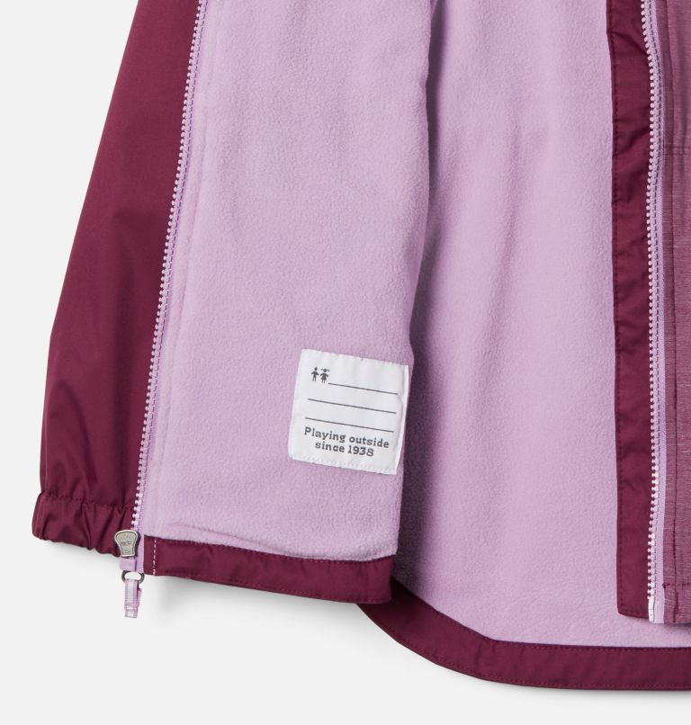 Girls' Rainy Trails Fleece Lined Jacket, Color: Marionberry, Marionberry Slub, image 3
