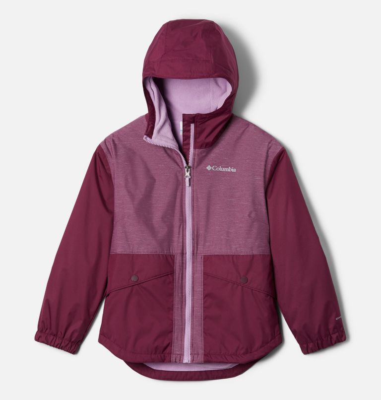 Thumbnail: Girls' Rainy Trails Fleece Lined Jacket, Color: Marionberry, Marionberry Slub, image 1