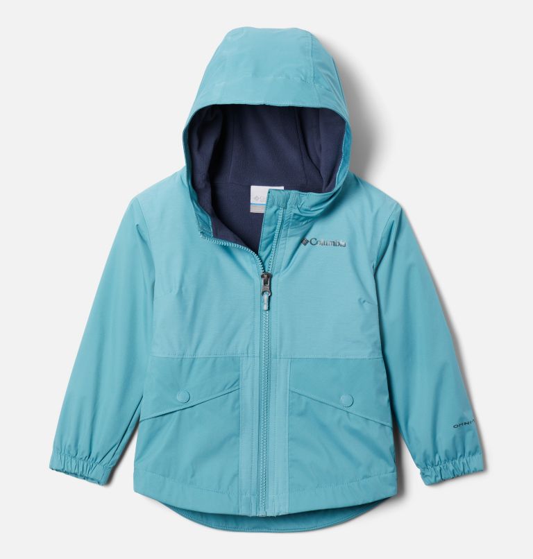 Girls' Toddler Rainy Trails Fleece Lined Jacket, Color: Sea Wave, Sea Wave Slub