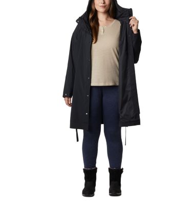 columbia women's here and there long rain jacket