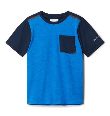 Boys' Tech Trek&trade; T-Shirt Tech Trek&trade; Short Sleeve Tee | 023 | XXS, Azure Blue Heather, Collegiate Navy, front