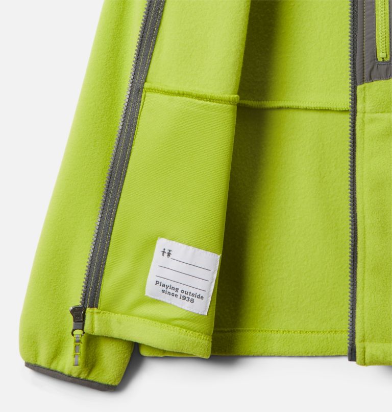 Youth Fast Trek III Fleece Full Zip, Color: Bright Chartreuse, City Grey, image 3