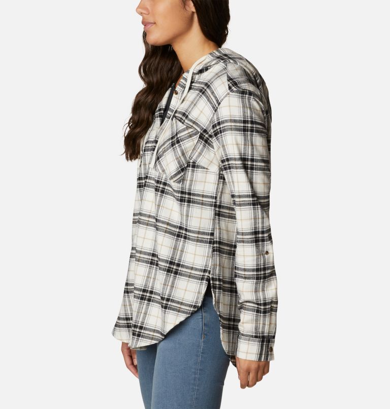 Women's Anytime Stretch Hooded Long Sleeve Shirt, Color: Black Multi Tartan, image 3