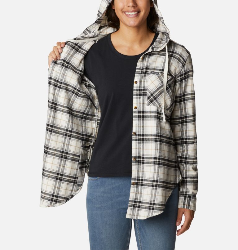 Women's Anytime Stretch Hooded Long Sleeve Shirt, Color: Black Multi Tartan, image 5