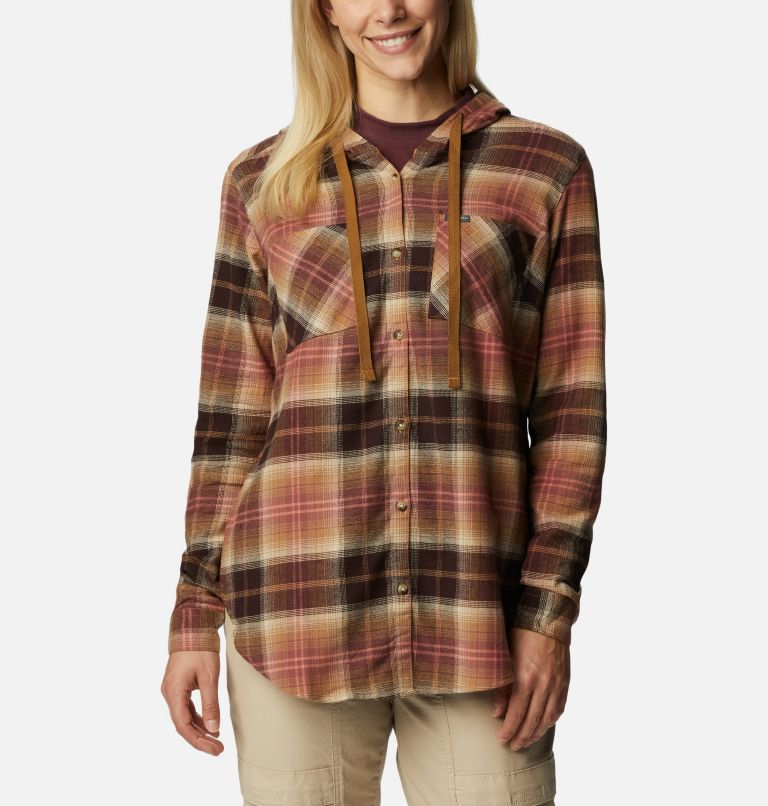 Thumbnail: Women's Anytime Stretch Hooded Long Sleeve Shirt, Color: New Cinder Ombre Multi, image 1