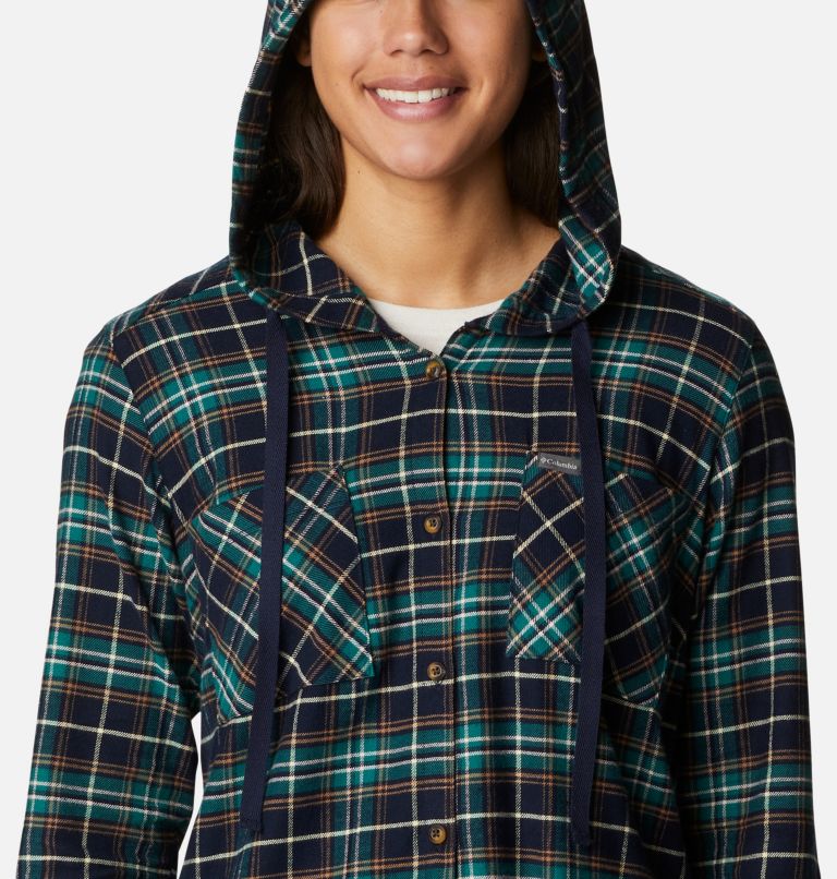 Women's Anytime Stretch Hooded Long Sleeve Shirt, Color: Dark Nocturnal Multi Tartan, image 4