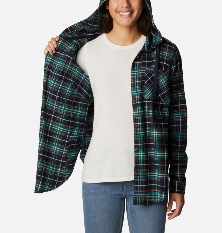 Women's Anytime Stretch Hooded Long Sleeve Shirt, Color: Dark Nocturnal Multi Tartan, image 5