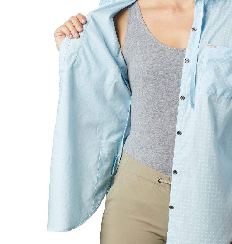 Chemise manches longues extensible à capuchon Anytime Stretch pour femme, Color: Spring Blue Ditsy Dot Print, image 5