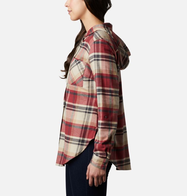 Chemise manches longues extensible à capuchon Anytime Stretch pour femme, Color: Marsala Red Multi, image 3