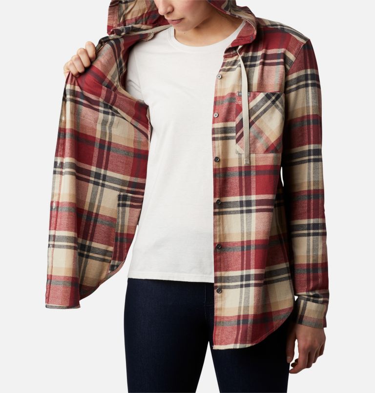 Chemise manches longues extensible à capuchon Anytime Stretch pour femme, Color: Marsala Red Multi, image 5