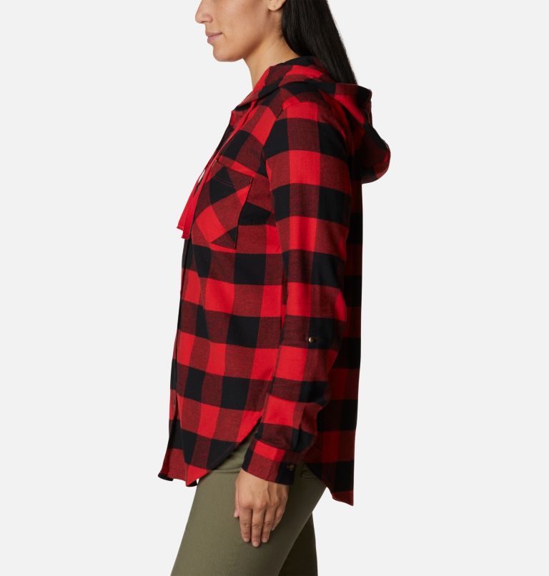 Thumbnail: Chemise manches longues extensible à capuchon Anytime Stretch pour femme, Color: Red Lily Buffalo Check, image 3