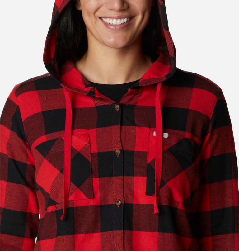 Chemise manches longues extensible à capuchon Anytime Stretch pour femme, Color: Red Lily Buffalo Check, image 4