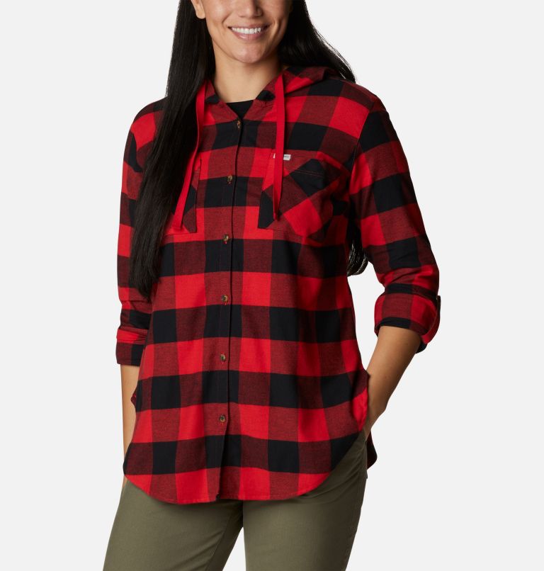Chemise manches longues extensible à capuchon Anytime Stretch pour femme, Color: Red Lily Buffalo Check, image 6
