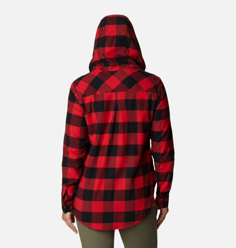 Women's Anytime Stretch Hooded Long Sleeve Shirt, Color: Red Lily Buffalo Check, image 2