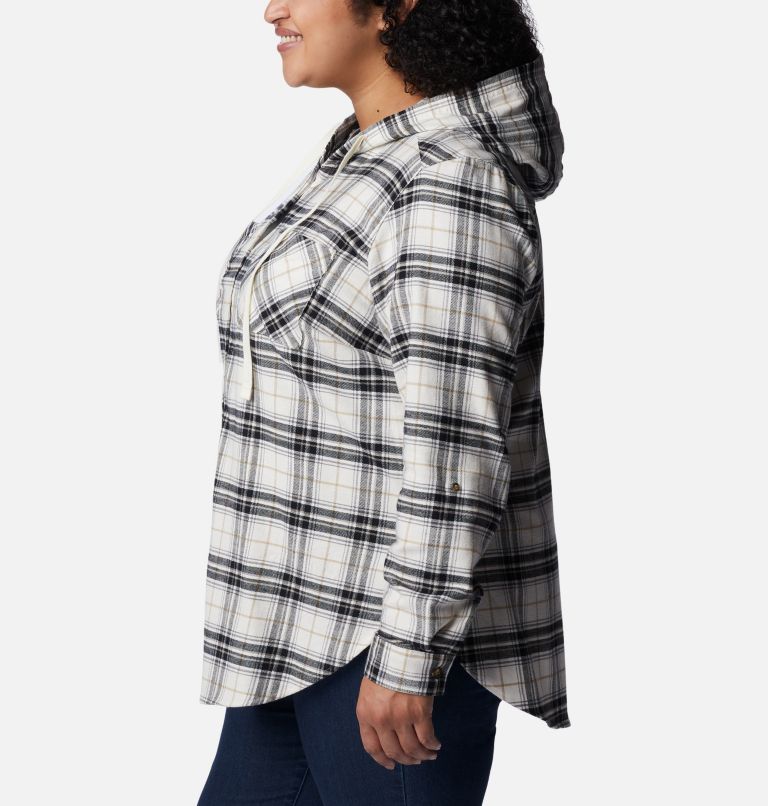 Women's Anytime Stretch Hooded Long Sleeve Shirt - Plus Size, Color: Black Multi Tartan, image 3