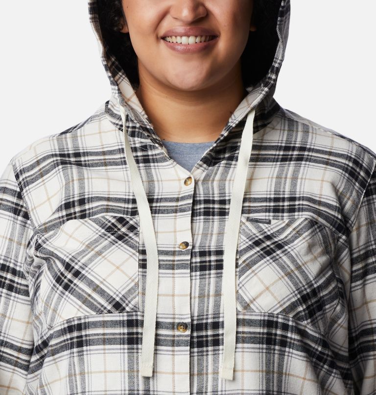 Women's Anytime Stretch Hooded Long Sleeve Shirt - Plus Size, Color: Black Multi Tartan, image 4