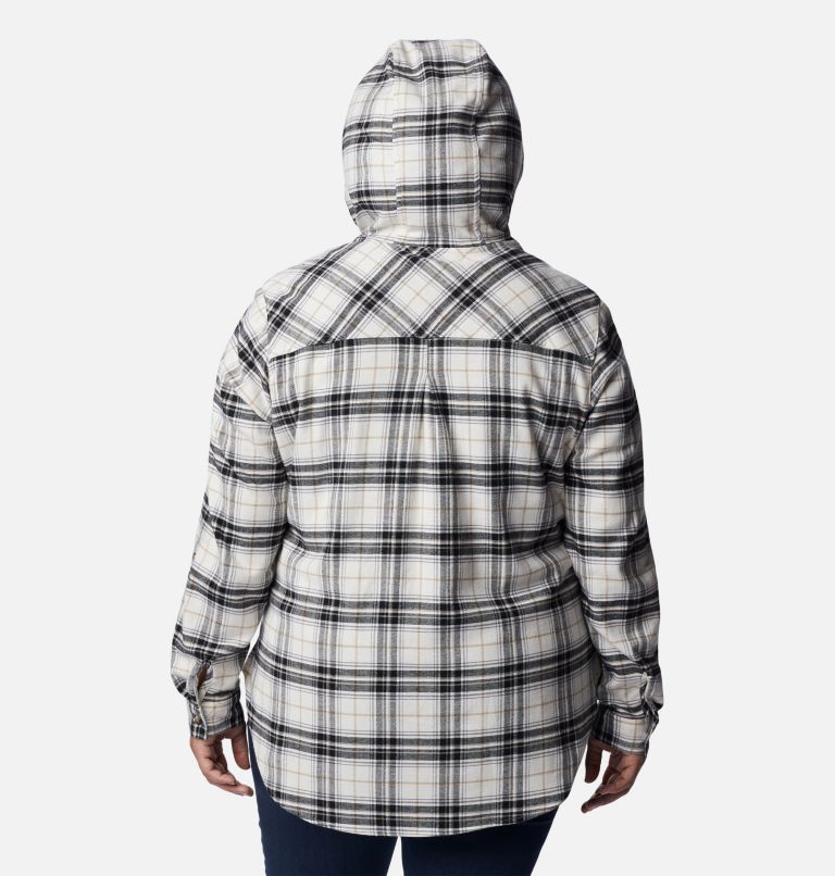 Women's Anytime Stretch Hooded Long Sleeve Shirt - Plus Size, Color: Black Multi Tartan, image 2
