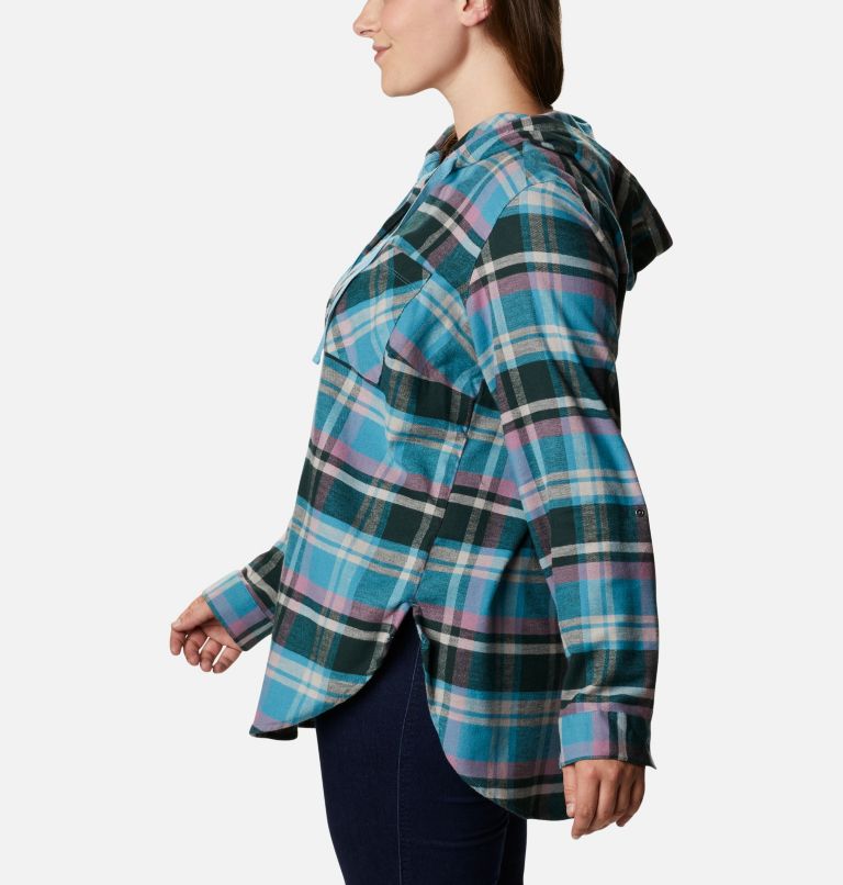 Women's Anytime Stretch Hooded Long Sleeve Shirt - Plus Size, Color: Winter Mauve Multi, image 3