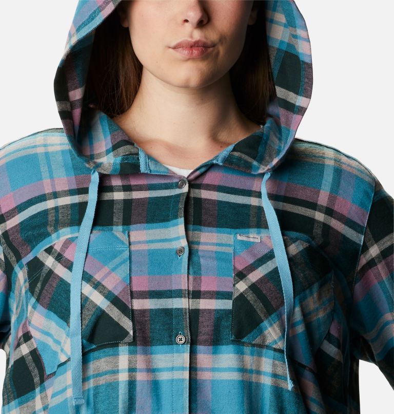Women's Anytime Stretch Hooded Long Sleeve Shirt - Plus Size, Color: Winter Mauve Multi, image 4