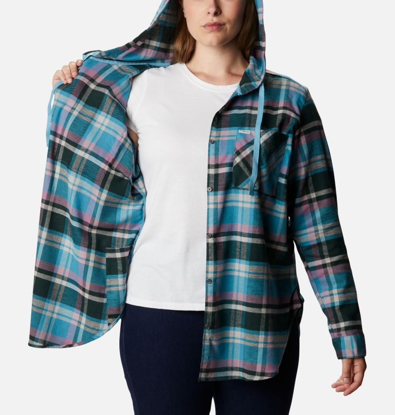 Women's Anytime Stretch Hooded Long Sleeve Shirt - Plus Size, Color: Winter Mauve Multi, image 5