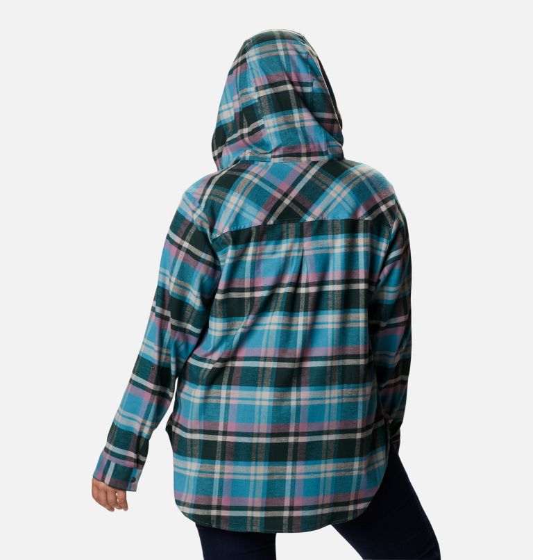 Women's Anytime Stretch Hooded Long Sleeve Shirt - Plus Size, Color: Winter Mauve Multi, image 2