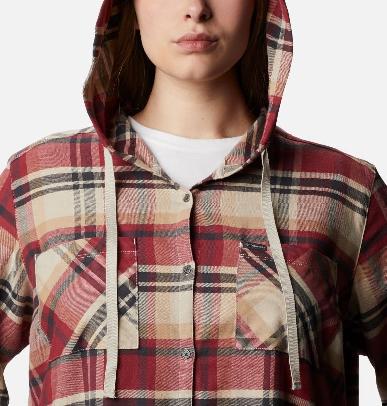 Women's Anytime Stretch Hooded Long Sleeve Shirt - Plus Size, Color: Marsala Red Multi, image 4