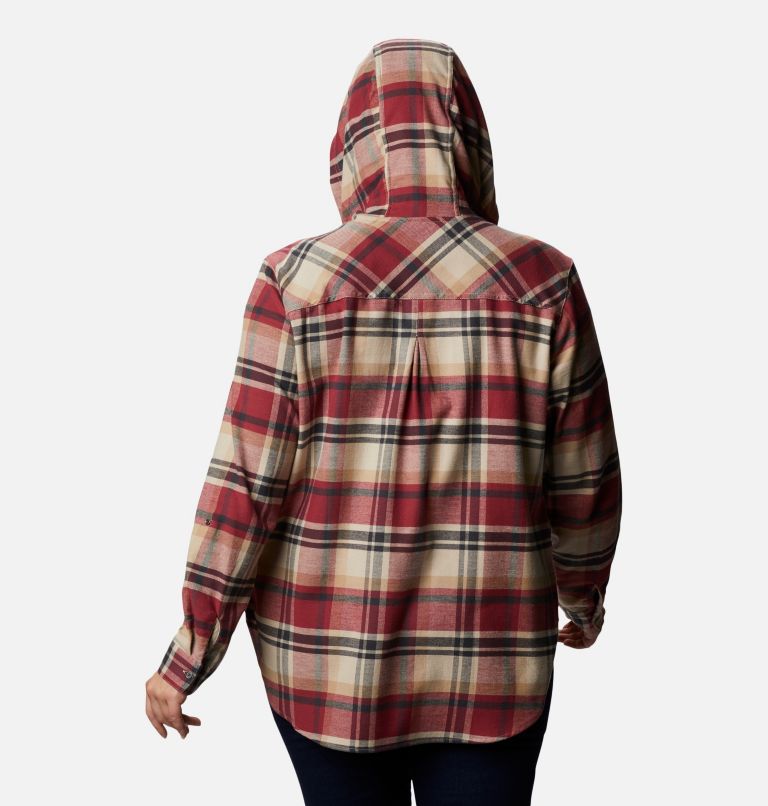 Women's Anytime Stretch Hooded Long Sleeve Shirt - Plus Size, Color: Marsala Red Multi, image 2