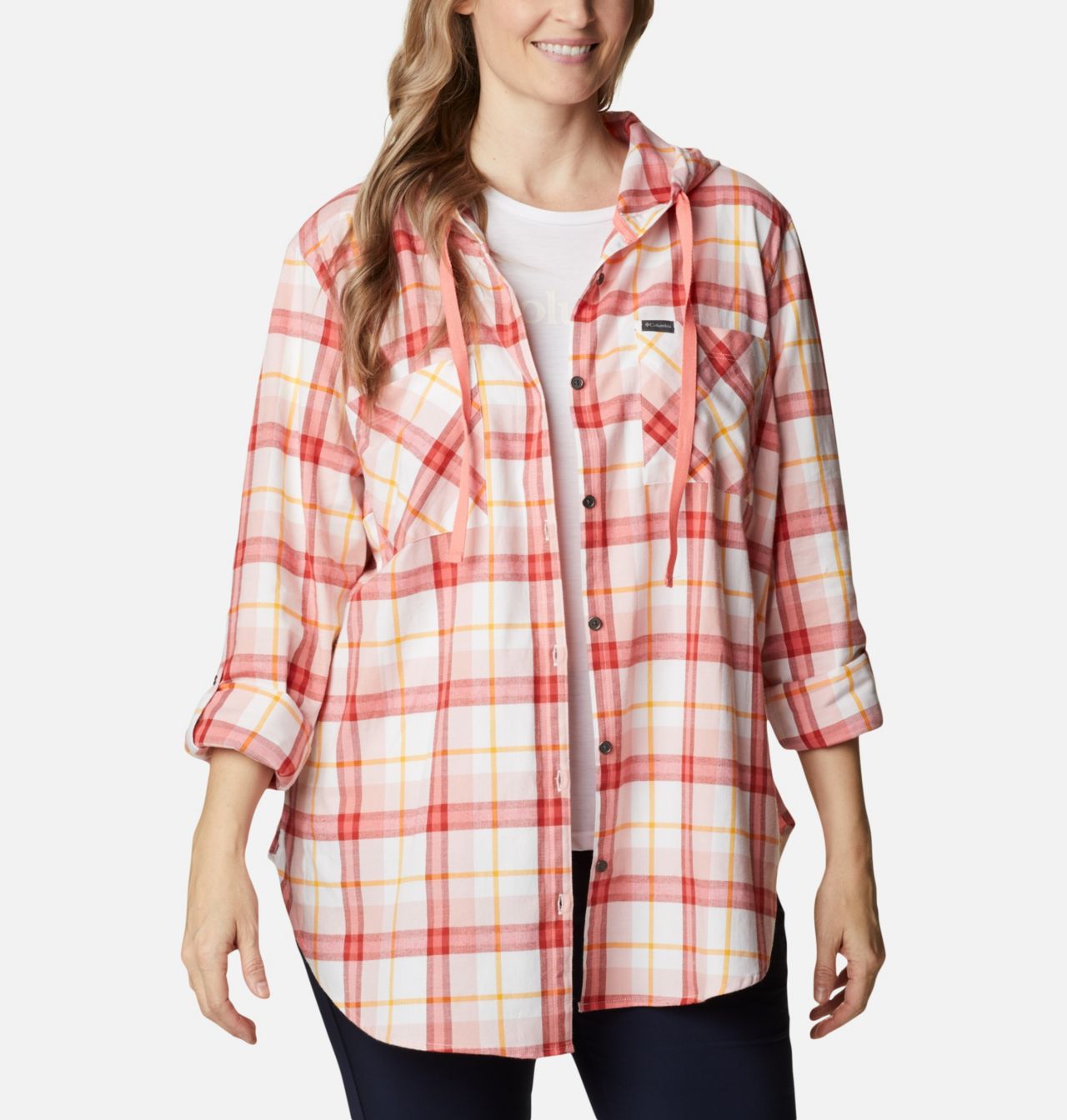 Women's Anytime™ Stretch Hooded Long Sleeve Shirt - Plus Size 7