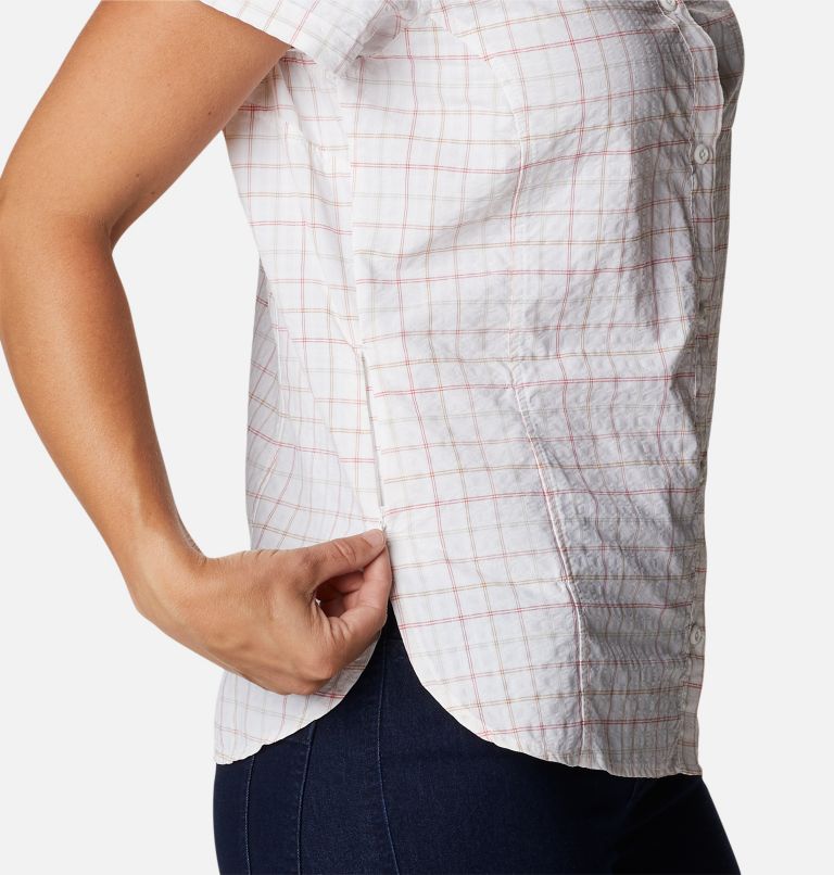 Women's Silver Ridge Novelty Short Sleeve Shirt, Color: White Elevation Grid, image 6