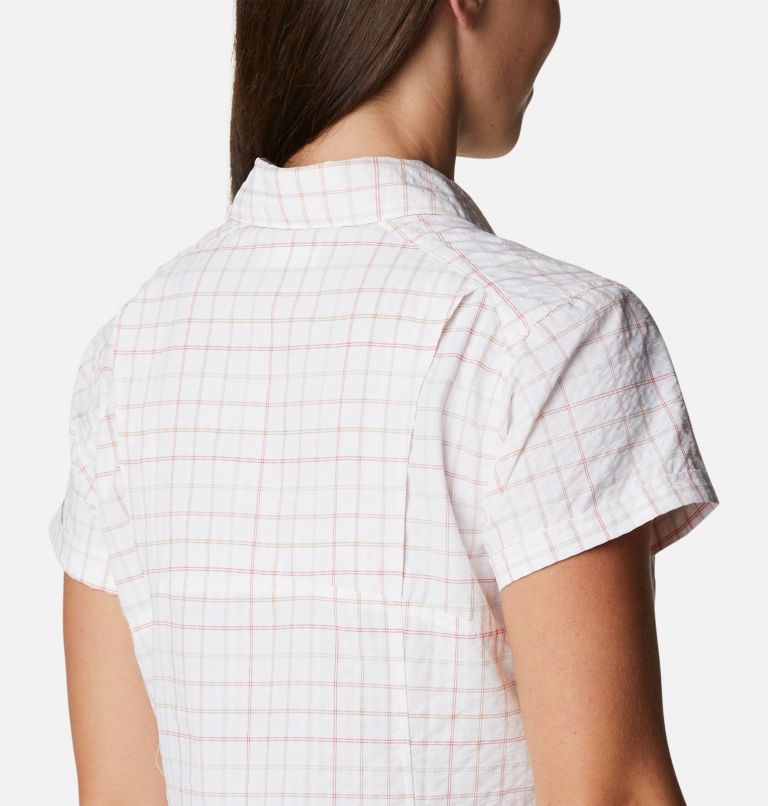 Women's Silver Ridge Novelty Short Sleeve Shirt, Color: White Elevation Grid, image 5