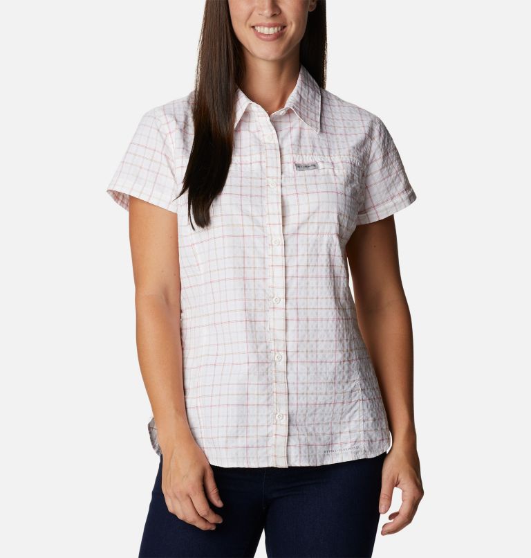 Women's Silver Ridge Novelty Short Sleeve Shirt, Color: White Elevation Grid, image 1
