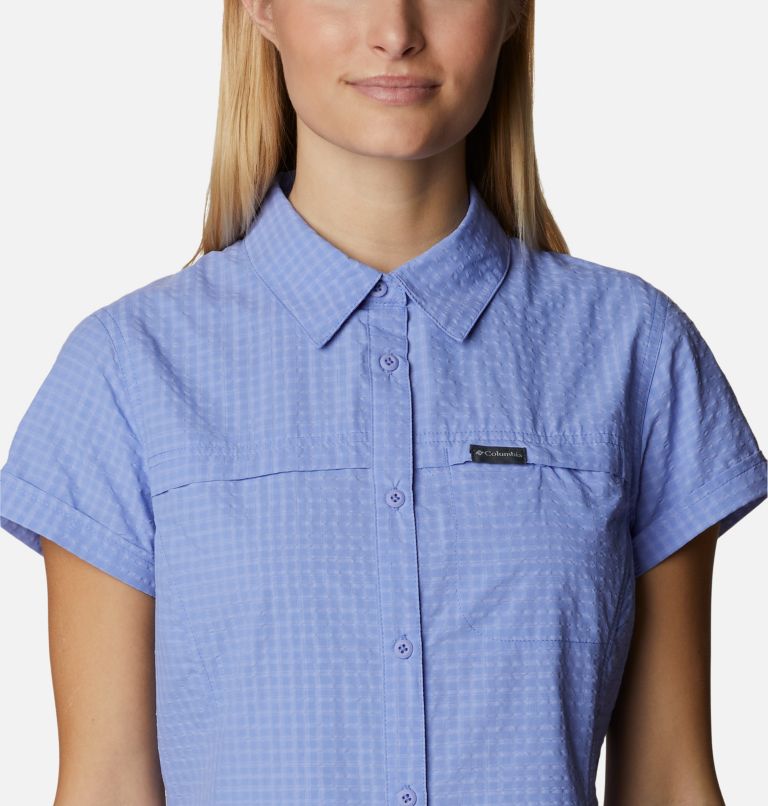 Women's Silver Ridge Novelty Short Sleeve Shirt, Color: Serenity Seersucker, image 4