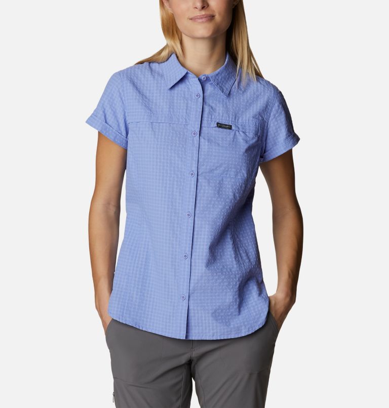 Women's Silver Ridge Novelty Short Sleeve Shirt, Color: Serenity Seersucker, image 1