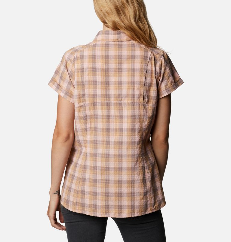 Women's Silver Ridge Novelty Short Sleeve Shirt, Color: Peach Quartz Gingham, image 2